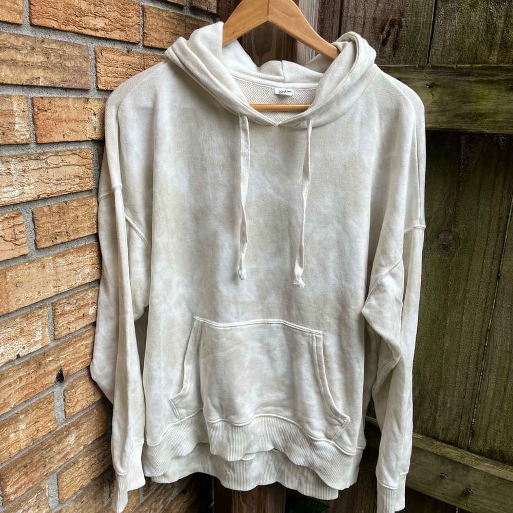 Aerie Cream Tie Dyed Oversized Hoodie Sweatshirt